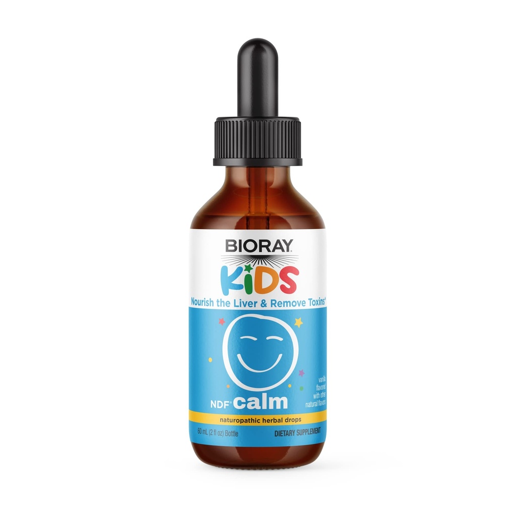 BIORAY Kids NDF Calm, Vanilla - 2 fl oz - Nourish Leveren & Fjern toksiner - Non- GMO, Vegan, Gluten Free - 1-2 Måned Supply