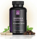 Urolithin A Plus Black Pepper Extract - 1000 mg per servering - Non-GMO, Vegan og Gluten- Free - 60 Veggie Kapsler - Kosttilskud (Unflavored)