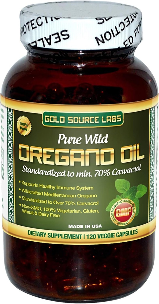 Wild Oregano Oil Capsules - 120 Liquid Veggie Softels - Pure Standardized Wild Oregano Leaf Extract tilbyder 70% Carvacrol (32 mg) for immunsystemet sundhed - Ikke GMO, Vegan, Gluten Free