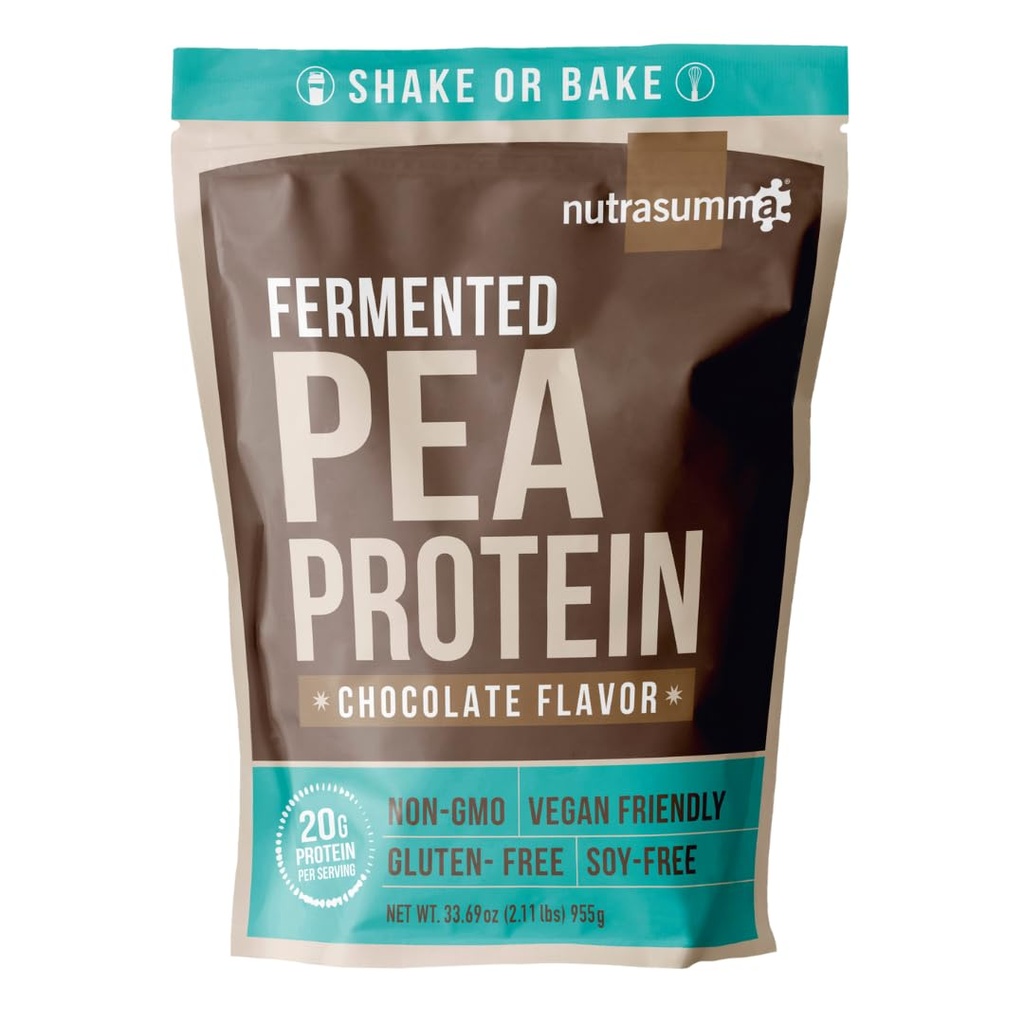 Nutrasumma Pea Protein Powder, Vegan Chocolate Flavor, 100% Plant Based, Ingen kunstige sødestoffer, Ikke GMO, Gluten Free & Soy Free, 2,11 LB