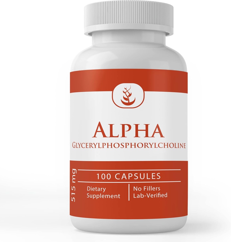 PURE ORIGINAL INGREDIENSER Alpha Glycerylphosphorylcholin (Alpha GPC), (100 kapsler) Altid Rene, ingen tilsætningsstoffer eller fyldstoffer, Lab Verified