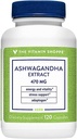 Den Vitamin Shoppe Ashwagandha Extract 470MG - Urtetilskud, der giver energi og vitalitet, hjælper med stress management (120 kapsler)
