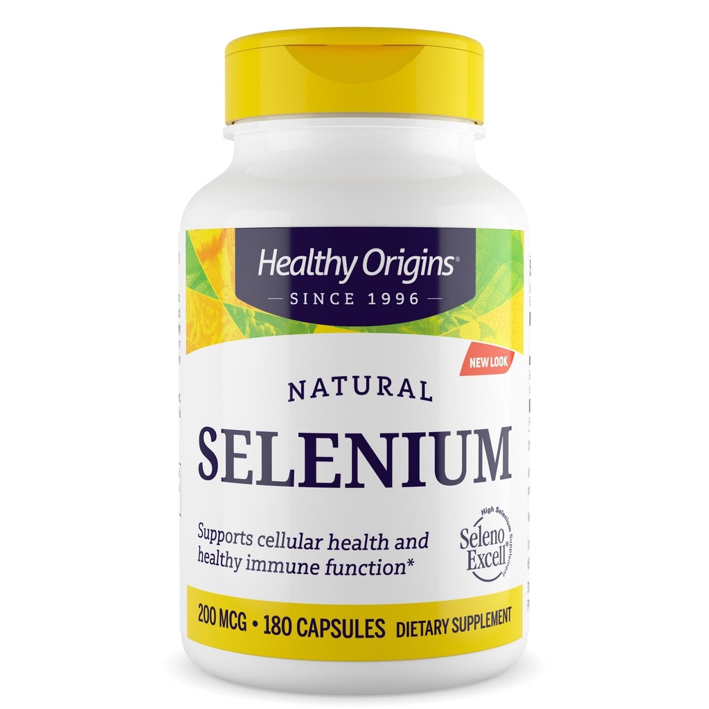 Sunde oprindelser Selenium 200 mcg (Seleno Excell, Fermenteret, Non- GMO, Gluten Free, Bstige Support, Immunfunktion, Cellular Support), 180 Kapsler