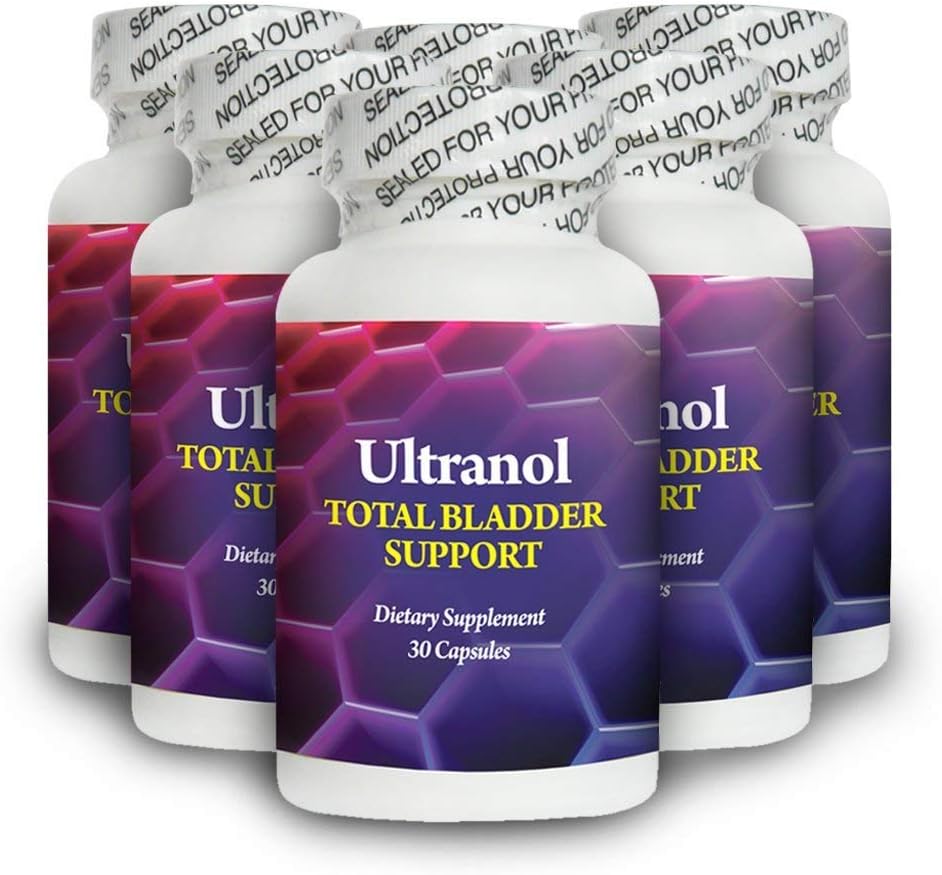 Ultranol Total Brege Support - Natural Cranberry Supplement for Urinary Health, Overaktiv Brege Control, Inkontinens - Reducerer lækager og nødsituationer - 6 flasker - 180 kapsler