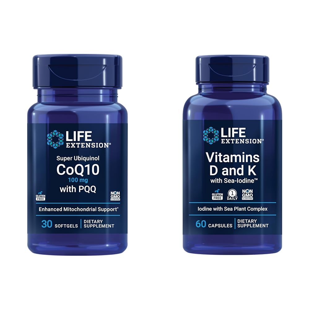 Life Extension Super Ubiquinol CoQ10 med PQQ, CoQ10, PQQ & Vitamin D og K med Sea- Jod, D3- vitamin, vitamin K1 og K2
