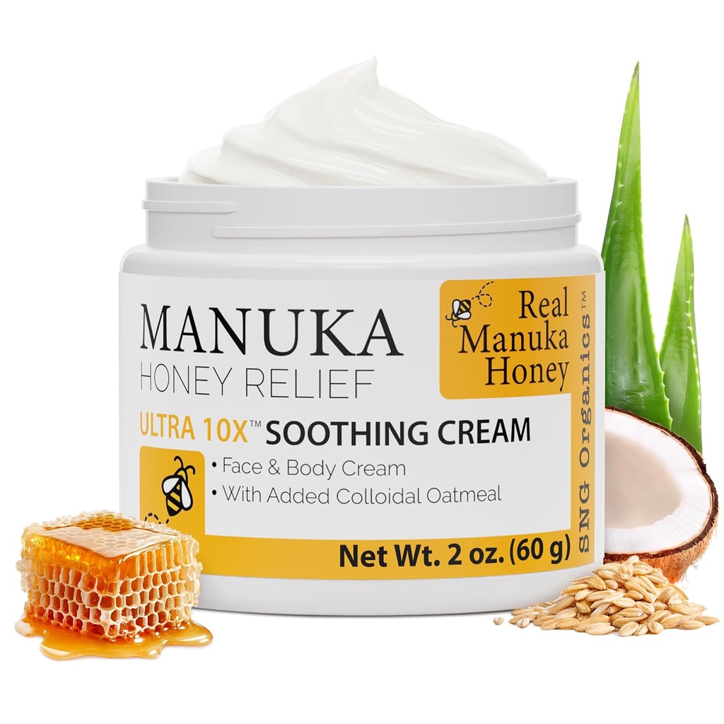 Super Natural Goods Manuka Honey Cream (2oz) - Hydrating Lotion til alle hudtyper Velegnet til børn og voksne