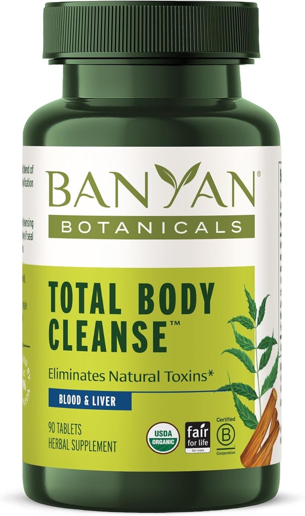 Banyan Botanicals Total Body Cleanse - Organic Cleanse Supplement med Amla & Manjistha - Understøtter sund fordøjelse, Detox, & Natural Cleansing * - 90 tabletter - Ikke GMO bæredygtigt sourced Vegan