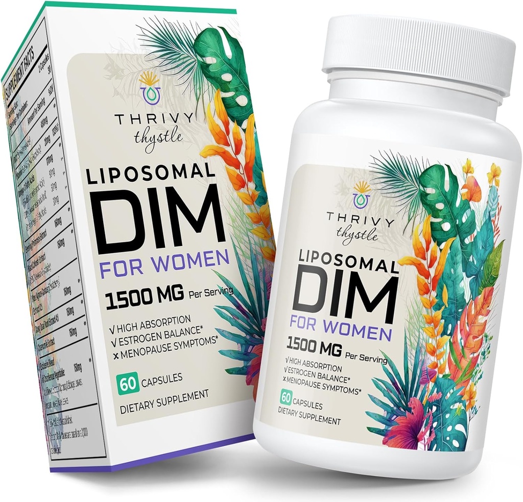 Liposomal DIM supplement - 1500 mg Kvinder DIM tillæg - Østrogen kosttilskud indeholder vitamin E, Aften Primrose, Black Cohosh, Omega-3 fedtsyrer
