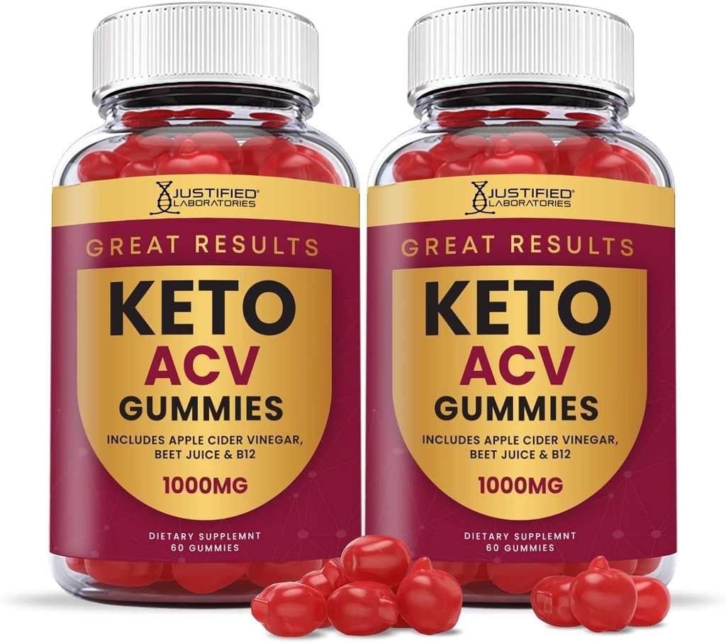 Justified Laboratories (2 Pack Great Results Keto ACV Gummies 1000MG with Pomegranate Juice Beet Root B12 120 Gummys