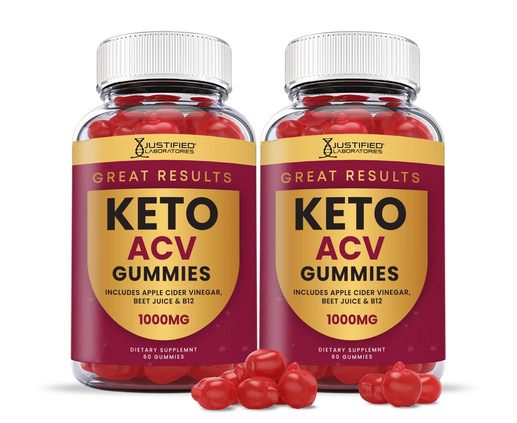 Justified Laboratories (2 Pack) Great Results Keto ACV Gummies 1000MG with Pomegranate Juice Beet Root B12 120 Gummys