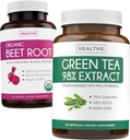Beet Root & Green Tea Extract (1 - Måned Supply) Detox Power Duo - Organic Beet Root med Black Pepper til Absorption 1250mg (60 tabletter) & Green Tea Extract 98% med EGCG 1000mg per serv (60 hætter)