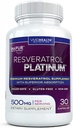 Resveratrol Platinum Antioxidanter Supplement: Kraftfuld Anti Aging Formel med ren, Natural Trans Resveratrol til immunforsvar, Vitality og hjerne sundhed, 30 Gluten Free Veggie Kapsler