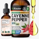 BIO KRAUTER ® Cayenne Pepper Drops 684 mg - Pure Vegan Cayenne Pepper Supplements 2 Fl.Oz 28 dages levering - Natural Capsaicin til fordøjelsesstøtte - Alkohol & sukker fri, ikke-GMO