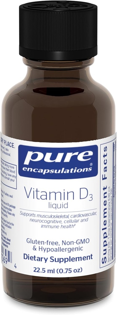 Pure Encapsulations Vitamin D3 Liquid | Supplement to Support Bone, Breast, Cardiovascular, Colon, and Immune Health* | 0.75 fl. oz.