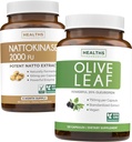 Natokinase & Olive Leaf (6-måned Supply) Flow & Wellness Mix - Natokinase 2000 FU Kraftig naturligt fermenterede Soybeans (6-måned Supply) & Olive Leaf Extract Super Styrke med 20% Oleuropein