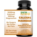 SHIFAA NUTRITION Halal Calcium Magnesium Supplement w / vitamin D3 - 124; Calcium 1000 mg, Magnesium 500mg - 124; 30 Servering, non- GMO - 124; Struktur & Knoglestyrke, tænder, kardiovaskulær & muskelstøtte