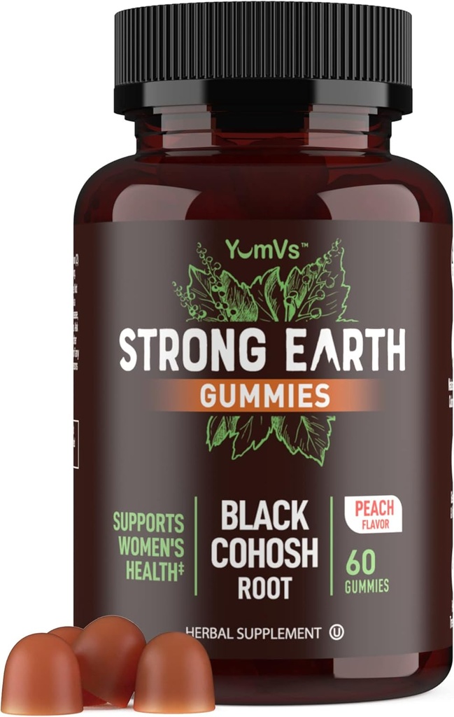 Black Cohosh Gummies for Menopause Relief, Hot Flashs & Night Sweats ttesmå 124; 50mg Black Cohosh Root for Womens; Gluten- Free, Vegetarian, Non- Gmo Medical 124; Hormone Balance Support