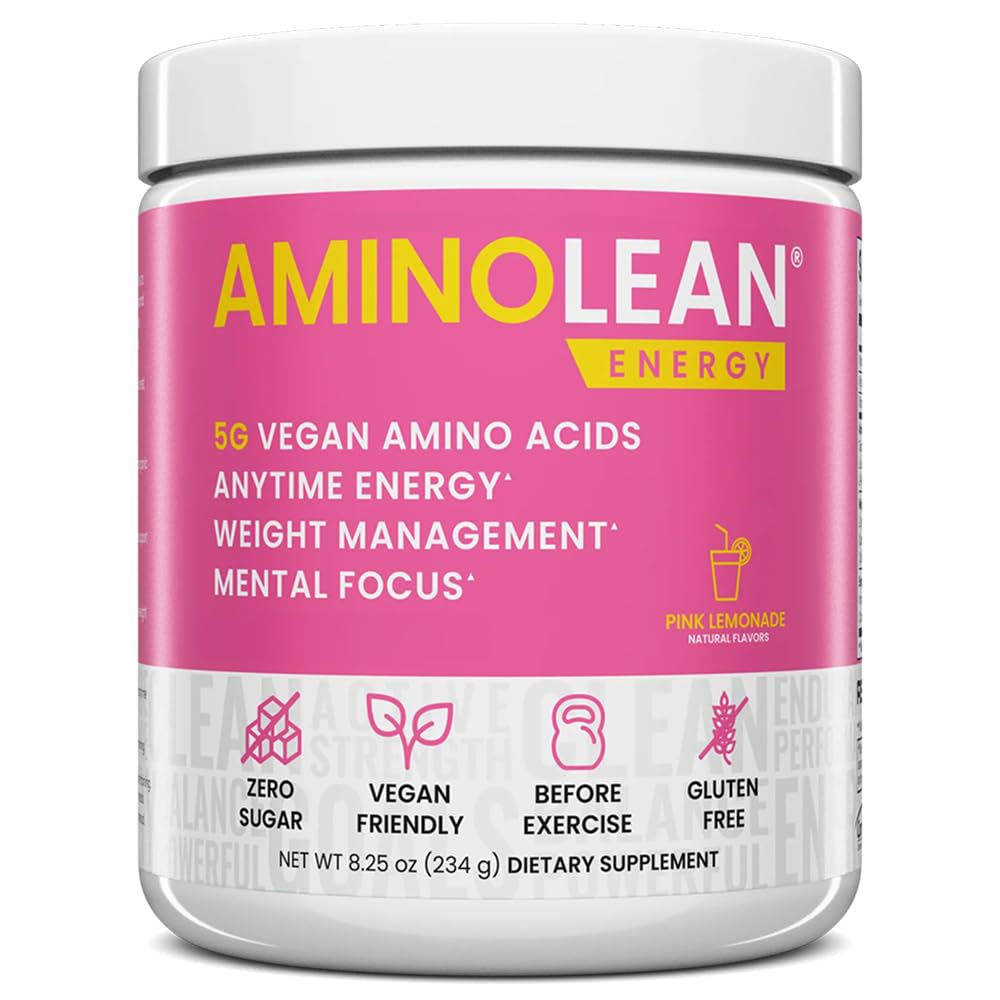 RSP NUTRITION AminoLean Pre Workout Powder, Amino Energi & Vægt Management med Vegan BCAA Aminosyrer, Naturlig Koffein, Fortræning Boost til mænd og kvinder, 30 Serv, Pink Lemonade...