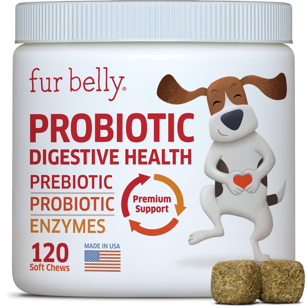 Probiotika til hunde - Hot Spot Remedy til hunde + Prebiotic - Hund Allergy Chews - Forbedre fordøjelse & Upset Tummy, Relieve Gas & Diarré, Hund Probiotika og fordøjelsesenzymer, 120 Hund Probiotiske Chews