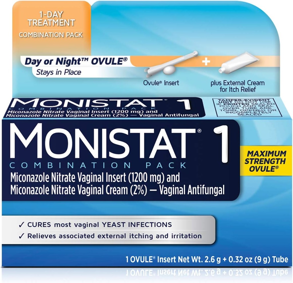 MONISTAT 1- dosis Gær Infektion Behandling, 1 Ovule Indsæt & ekstern Itch Cream