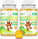 Magnesium Gummier for børn - Magnesium Glycinat Gummies Supplement med L- Theanin, vitamin B6, D3 for voksne & børn, rolig Magnesium for søvn, afslapning, hjerne, knogler, sukkerfri ananas 120ct