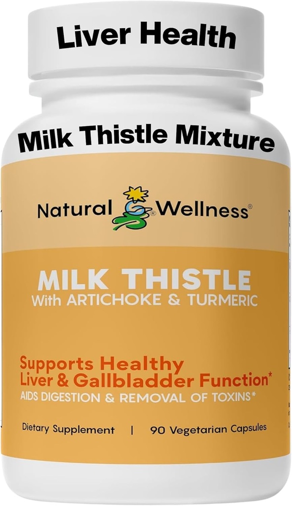 Naturlig Wellness Milk Thistle med Artichoke & Gurkemeje - Avanceret leverstøtte supplement til Detox, Regeneration & Antioxidant Protection - Understøtter lever rense, fordøjelse & Samlet wellness
