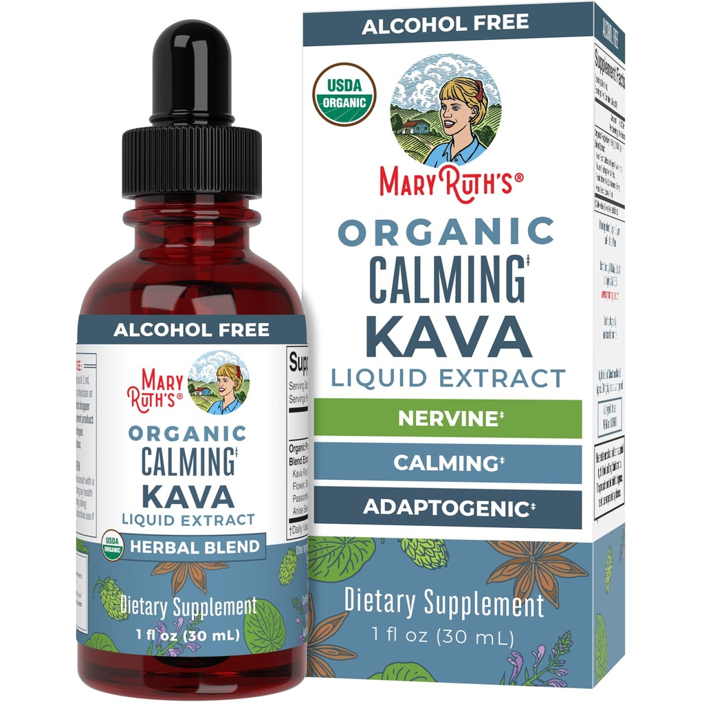 MaryRuth Organics, Herbal Supplement Drop, Calmness & Relaxation, Pack of 1, USDA Kava Root, Sugar / Gluten Free, Support Sleep, Calm & Stress Relief, Vegan, Non- GMO, 30 Servere