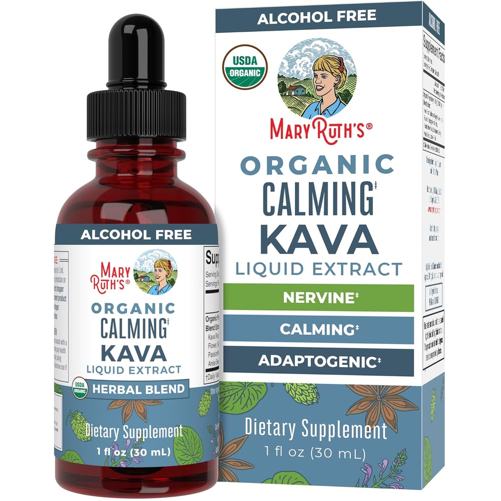 MaryRuth Organics, Herbal Supplement Drop, Calmness & Relaxation, Pack of 1, USDA Kava Root, Sugar/Gluten Free, Support Sleep, Calm & Stress Relief, Vegan, Non-GMO, 30 Servings