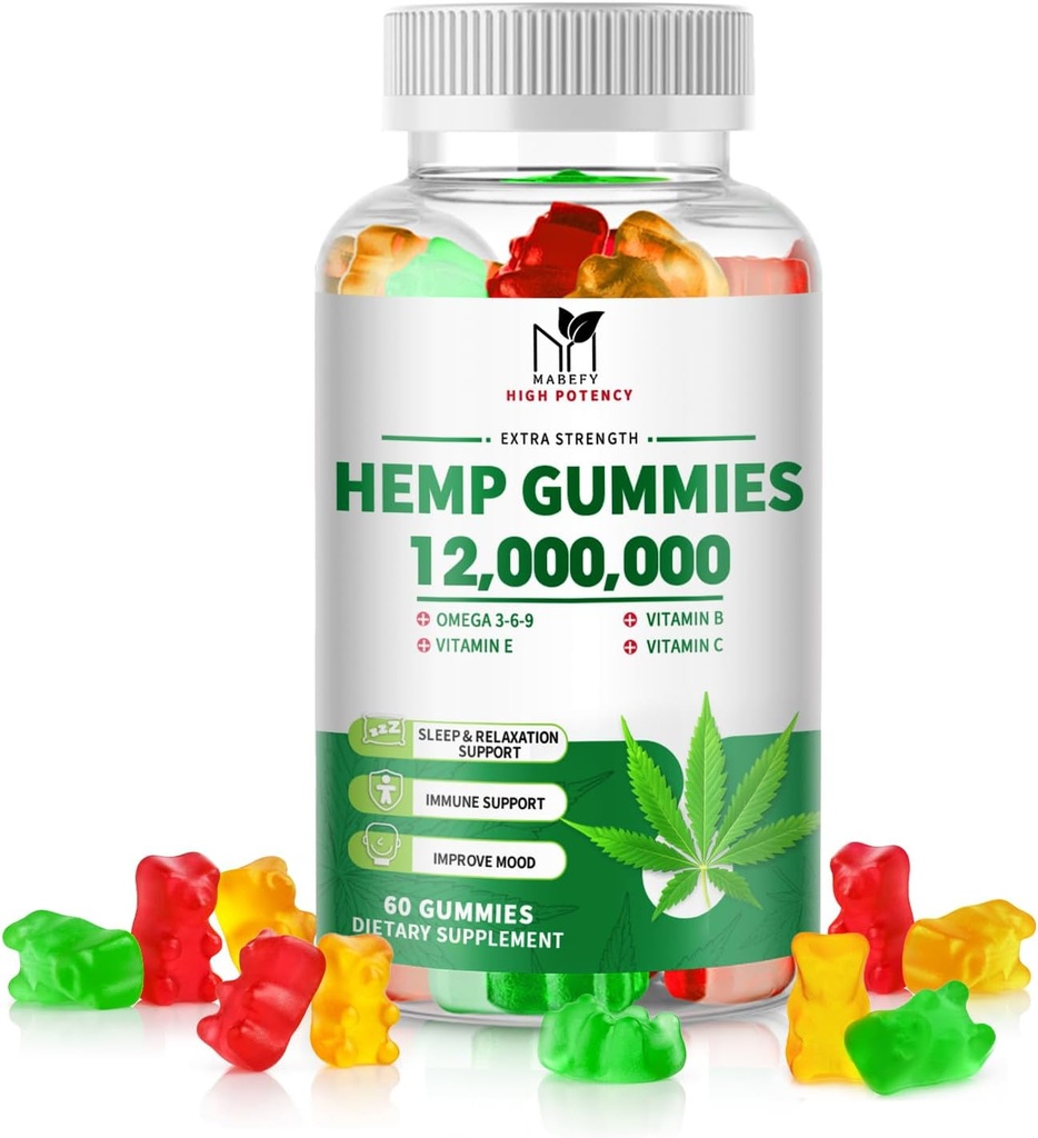 Hamp Gummies - Økologisk Hamp Seed Oil, Ashwagandha - Søvn, Afslapning, Immun