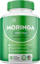 Moringa Powder Capsules - Pure Nutrient- Rich Moringa Powder - A Natural Green Antioxidant Superfood - Understøtter energi, hudsundhed, Gut Health + - w / Essential Vitaminer & Aminosyrer (pakning med 1)