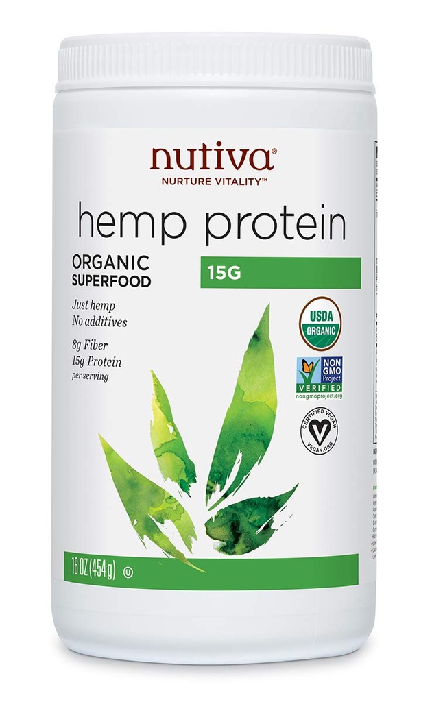 Nutiva Organic, Cold- Forarbejdede Hamp Protein fra non-GMO, Bæredygtigt Opdrættet Canadisk Hempseed, 15 G, 16 Ounces