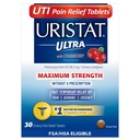 Uristat Ultra UTI smertestillende tabletter, hurtig urinvejsinfektion lindring af urinvejssmerter, forbrændinger, akut, maksimal styrke, tranebærsmag, 30 tabletter