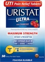 Uristat Ultra UTI smertestillende tabletter, hurtig urinvejsinfektion lindring af urinvejssmerter, forbrændinger, akut, maksimal styrke, tranebærsmag, 30 tabletter