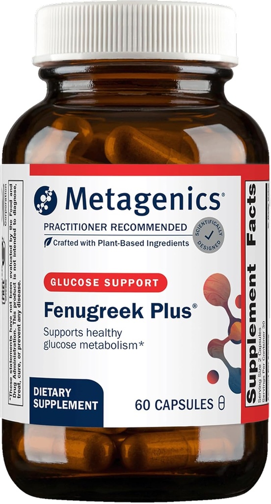 Metagenics Fenugreek Plus - Understøtter sund stofskifte * - Vegetarisk plantestøtte - med Bitter Melon & Gymnema Extract - Non-GMO & Gluten- Free - 60 kapsler
