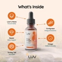 LUV health Flow Drops ® - Energitillæg til fokus, mental Klarhed & immunforsvar - Adaptogene svampe med Lions Mane, Cordyceps, Reishi, Chaga & Turkey Tail - Vegan, Lavet i USA 60 Servere