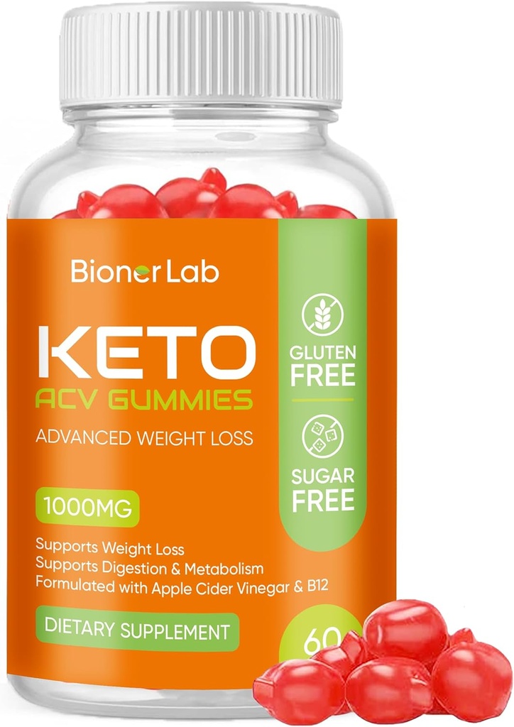 BionerLab Keto ACV Gummies for Advanced Weight Loss Rapid Belly Fat Burn - Sugar Gluten Free Pro Active Super Apple Cider Vinegar Diet Supplement for Men Women - Digestion Metabolism Hair Skin Health