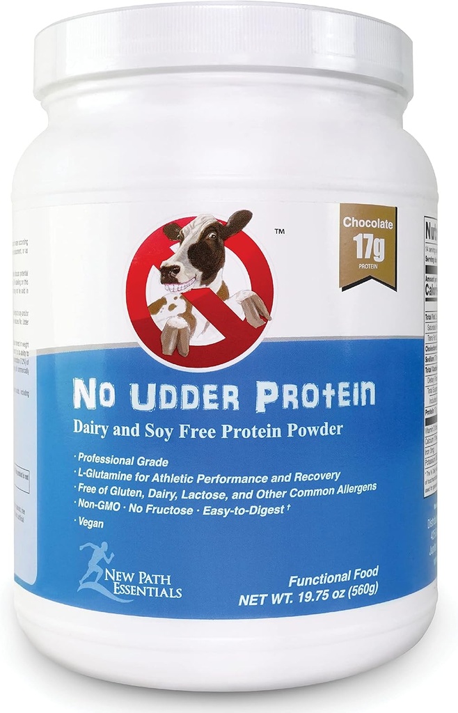No Udder Protein | Vegan Protein Powder | Soy Free Protein Powder | Chocolate | 17g Protein | 1lb