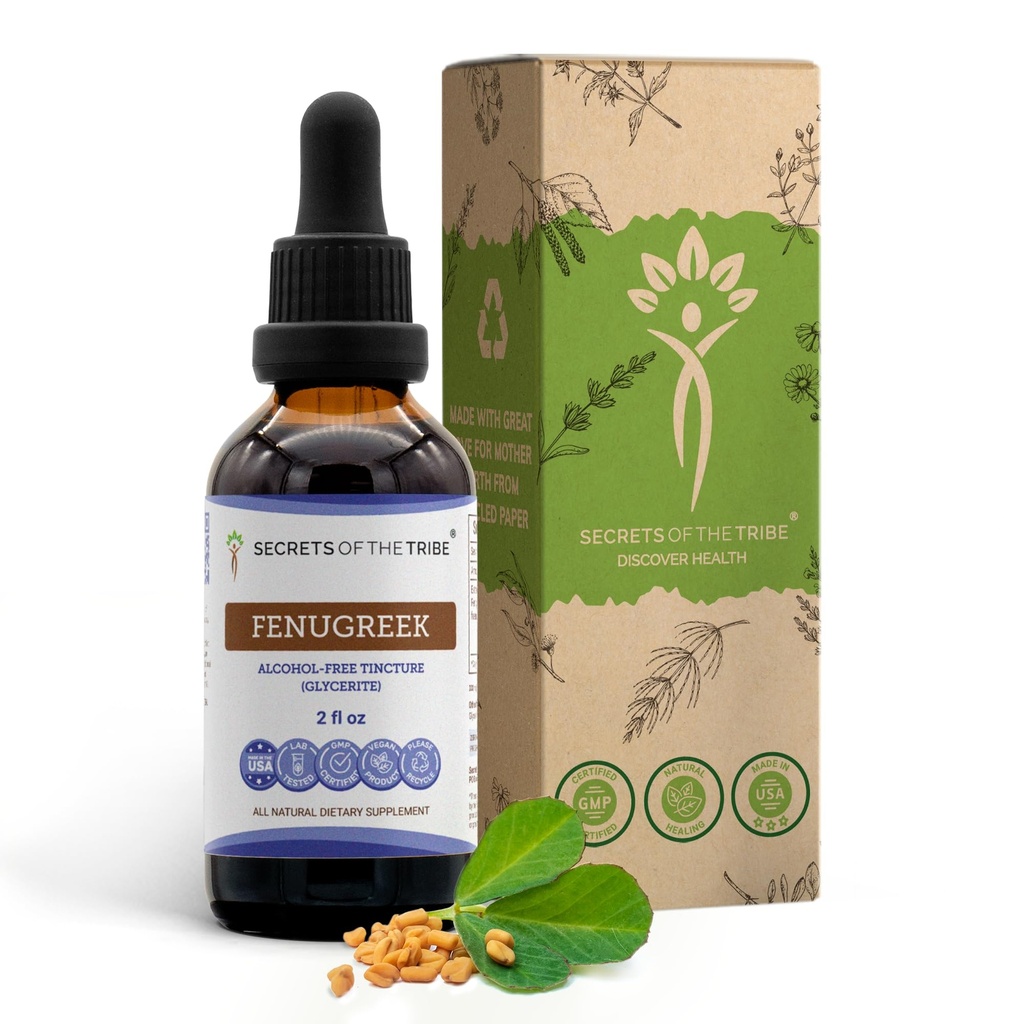 Secrets of the Tribe Fenugreek Tincture Alcohol- Free Liquid Extract, Fenugreek (Trigonella foenum- graecum) Tørret frugt (2 FL OZ)