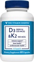 D3- vitamin & K2 - immunforsvar og knoglerelateret - 5000 IE (60 kapsler)