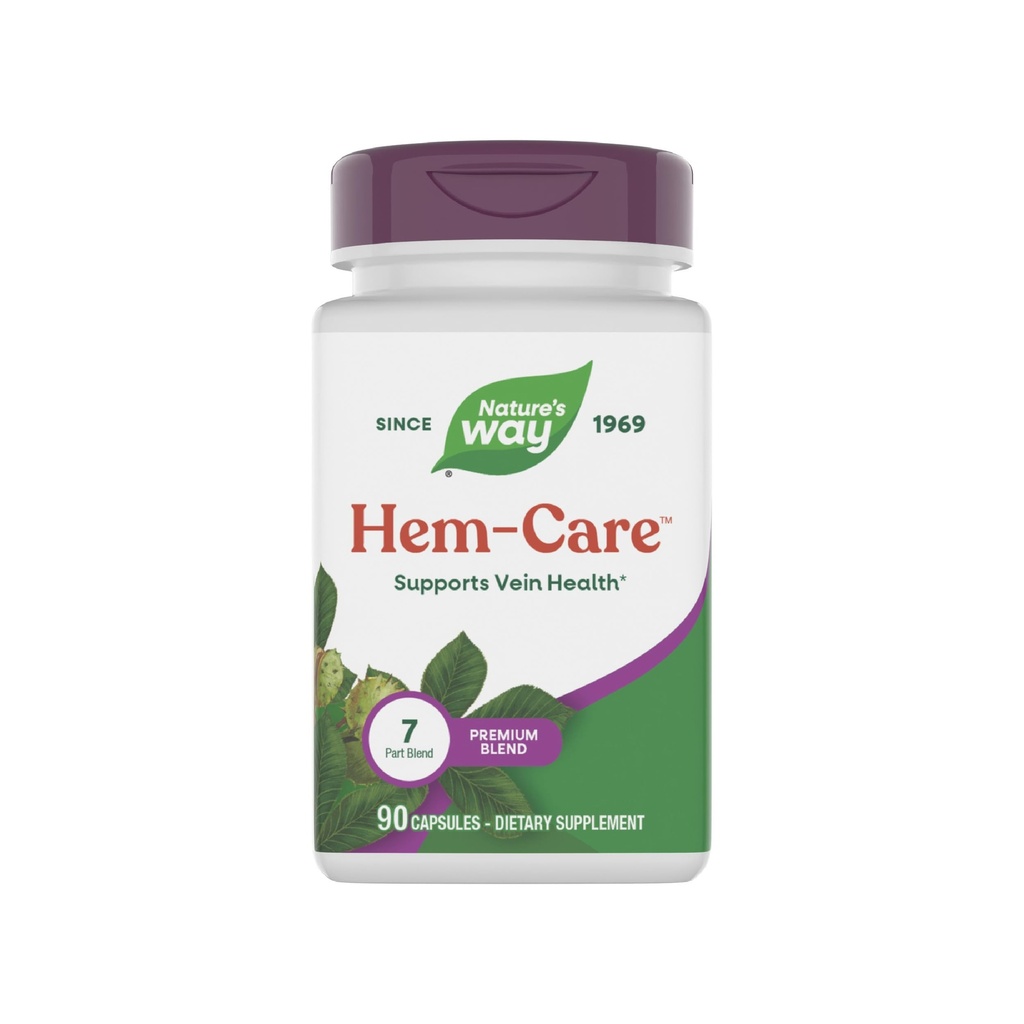 Nature's Way Premium Hem-Care, Unique Vein Health Blend*, with Vitamins C & E, Choline, Calcium, Phosphorus, Horse Chestnut Extract, and Japanese Sophora Extract, 90 Capsules (Packaging May Vary)