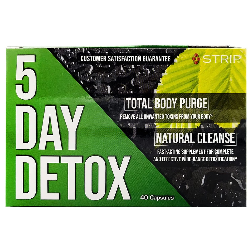 Strip 5 Dag Detox Cleanse - Komplet Body Cleanse Budd124; Fjern Toksiner & Uønskede Urenheder - Naturlige, sund Cleansing Support til lever, Urinary Tract, Nyre, fordøjelsessystemet - 40 Kapsler