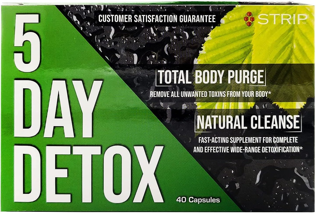 Strip 5 Dag Detox Cleanse - Komplet Body Cleanse Budd124; Fjern Toksiner & Uønskede Urenheder - Naturlige, sund Cleansing Support til lever, Urinary Tract, Nyre, fordøjelsessystemet - 40 Kapsler