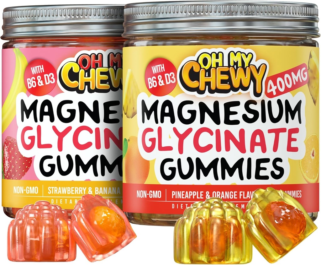 Magnesium Gummies Bundle - 2 flasker (60 Hver) - Jordbær Banana & Ananas Orange