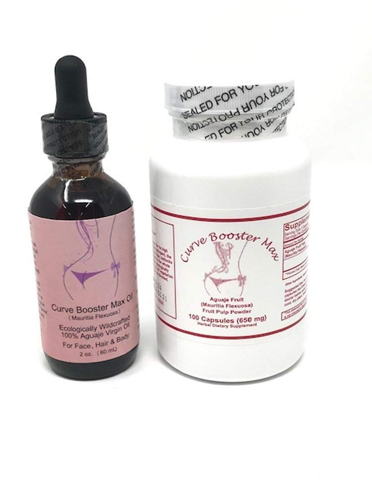 Curve Booster Max Aguaje Kapsler og Aguaje Oil Kit til naturlige Bryst og Butt Enhancement til crossdressing mænd og trans- kvinder
