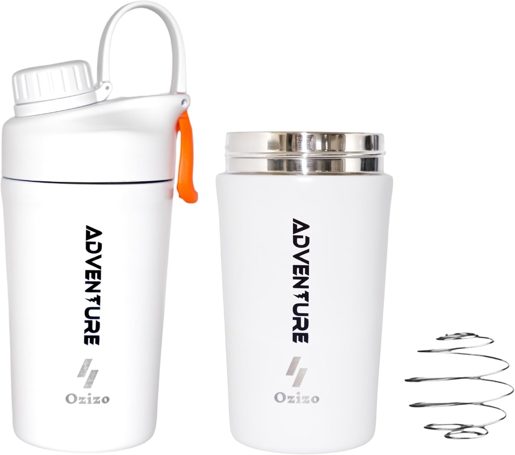 Ozizo Protein Mixing Cup for Protein Mixes – 20 Ounces Stainless Steel Protein Shaker Bottle, Insulated, Leak Proof, Odor Resistant, Small Cute Gym Mixer for Men, Women, Boys, Girls, Hot & Cold Drinks