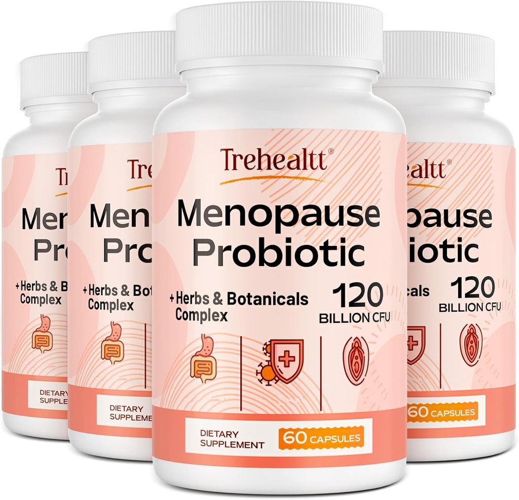 Menopause kosttilskud til kvinder, 120 Millioner CFU Probiotiske, 13-in-1 urter & botanicals Complex, for Hormone Menopause, Hot Flashes, Night Sweats, Mood Swings, søvnforstyrrelser, Vegan, 240 kapsler