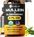FabLab Mullein Leaf Extract med Elderberry 4 Fl Oz - Made in USA - Drops for Better Lung - Mullein Tincture for Lung Detox - Bronchial rense for rygere - Respiratory Herbal Supplement
