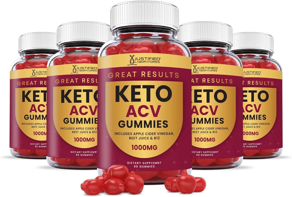 (5 Pack) Store resultater Keto ACV Gummies Advanced Formel 1000MG Great resultater Keto Gummies Apple Cider Vinagar Formuleret med Pomegranat Beet Juice Powder B12 Vegan Non GMO 300 Gummys