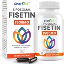 1500mg Fisketintilskud - kraftig absorption med liposomal levering, 98% Pure Fisetin, Polyphenol Antioxidant til sund aldring, Non- GMO - 1 flasker, 60 Softgels til voksne