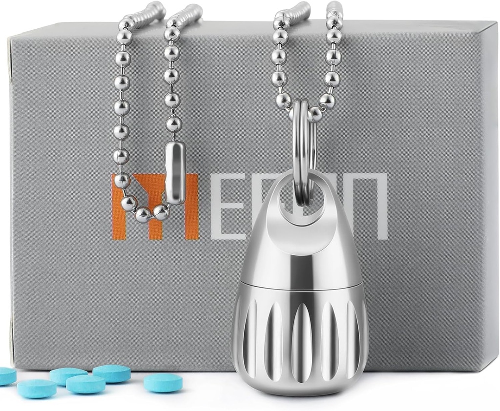 Mini Pill Holder Titanium, Keychain, Vandtæt, Box, Metal, Nødmedicin, Arbejde, Camping, Vandreture, Rejser